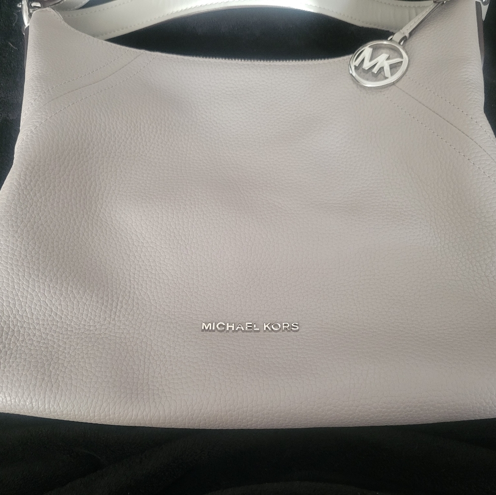 Michael Kors Jet Set Gray Hobo bag with matching double zip wallet/wristlet